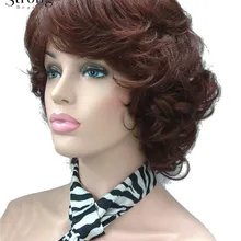 StrongBeauty женские короткие кудрявые термостойкие синтетические каштановые волосы парики выбор цвета