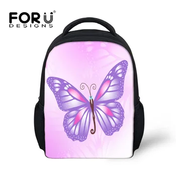 

FORUDESIGNS 12 Inch Backpack Children Backpacks Kids Kindergarten,Cute Pink Butterfly Printing School Backpacks For Teen Girls
