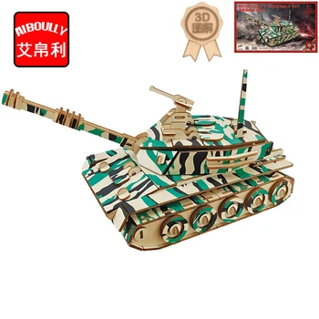 

DIY Wood Assembling Toys Tank Model Jigsaw Puzzle Wooden Model Of 3D Puzzle Educational Cool Toys for Children Birthday Gift