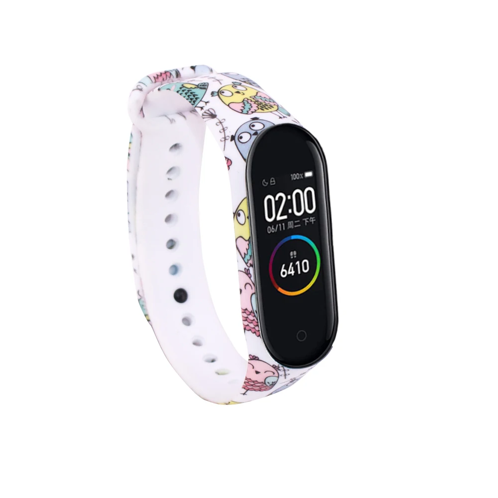 Яркие силиконовые часы ремешок для Xiaomi mi группа 4 Смарт часы водонепроницаемый браслет живопись наручные часы для mi Band 4 ремешок - Цвет ремешка: Owl
