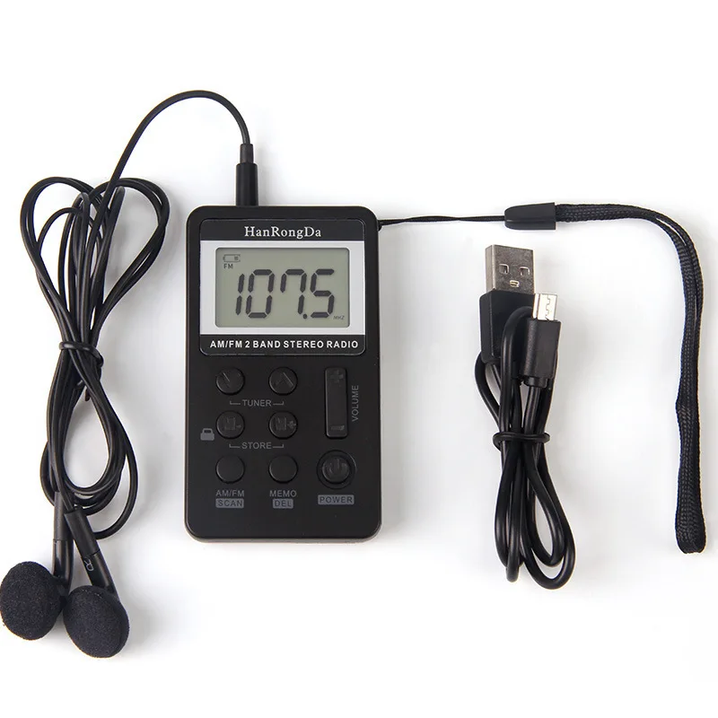Портативный мини цифровой тюнинговый USB FM радио AM FM стерео радио Цифровая Частота с ЖК-дисплеем шнур и наушники