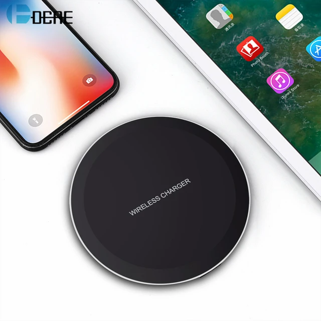 Special Offers DCAE QI Wireless Charger Ultra Thin Desktop Mini Wireless Charging Pad for iPhone XS MAX XR X 8 Plus Samsung Note 9 S9 S8 Xiaomi
