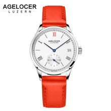 Agelocer Swiss Brand Ladies Watches Automatic Women Watch Red Leather Sapphire Glass Waterproof Mechanical watch Montre
