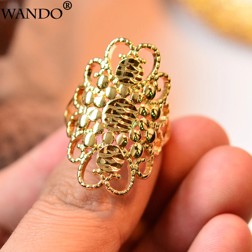 

Wando Classic Free size Gold Color Rings for Women Arab France Africa Ethiopian Jewelry Birthday Party ring Gifts