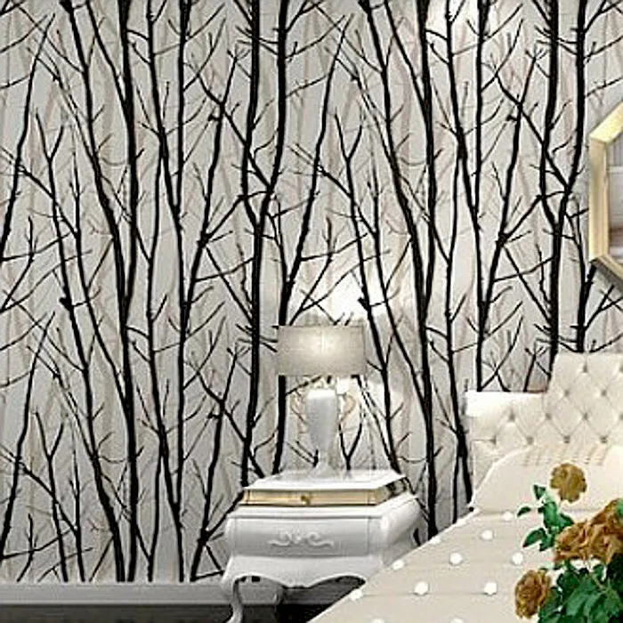 Buy Black White Birch Tree Roll Branches Embossed