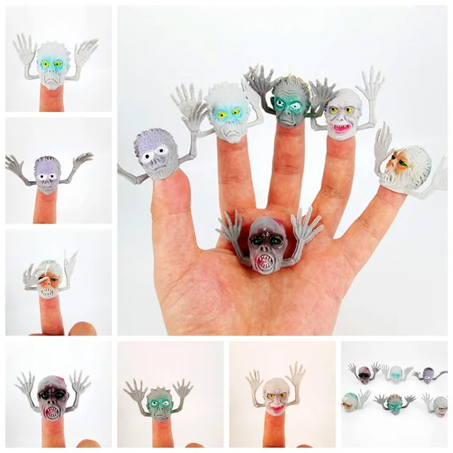 6pcs/Lot Little Monster Finger Puppets PVC Mini Ghost Head Zombie Telling Story Puppets Hand Toys Party Halloween Gifts 1