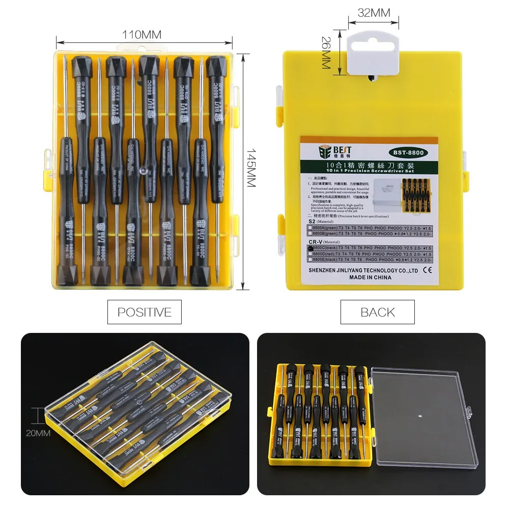 BST 8800C Precision Cross Head Phillips Torx 10 в 1 Набор отверток для ноутбука Macbook Pro Samsung инструмент