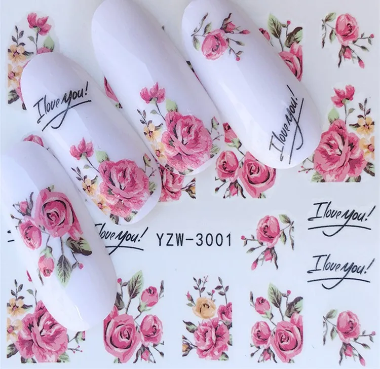 1 шт цветок серии ногтей переводные наклейки воды Полный Обертывания лаванды ногтей Советы DIY