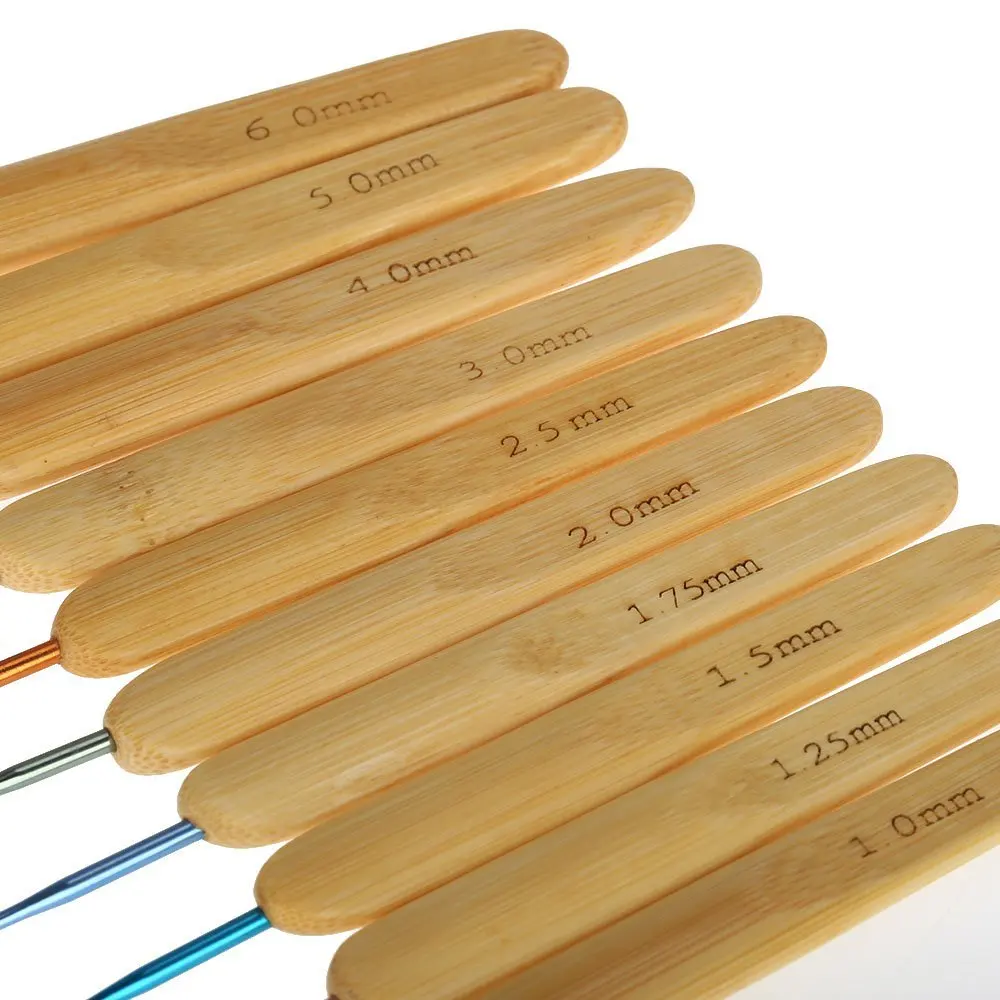 

PHFU 10 pcs Multicolor Knitting Needles Crochet Hooks Set With Grips 1.0-6.0mm