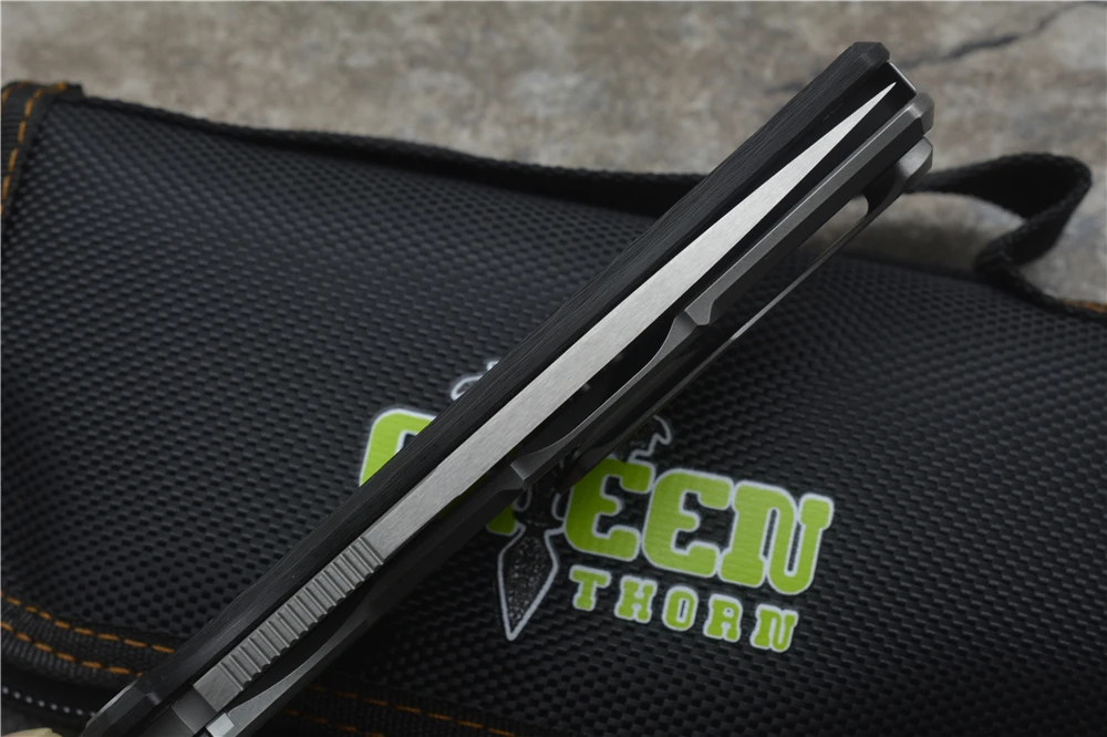 Зеленый шип 95 HATI Флиппер складной нож M390 стальной титановый подшипник+ CF 3D Ручка Кемпинг Охота Открытый EDC инструменты