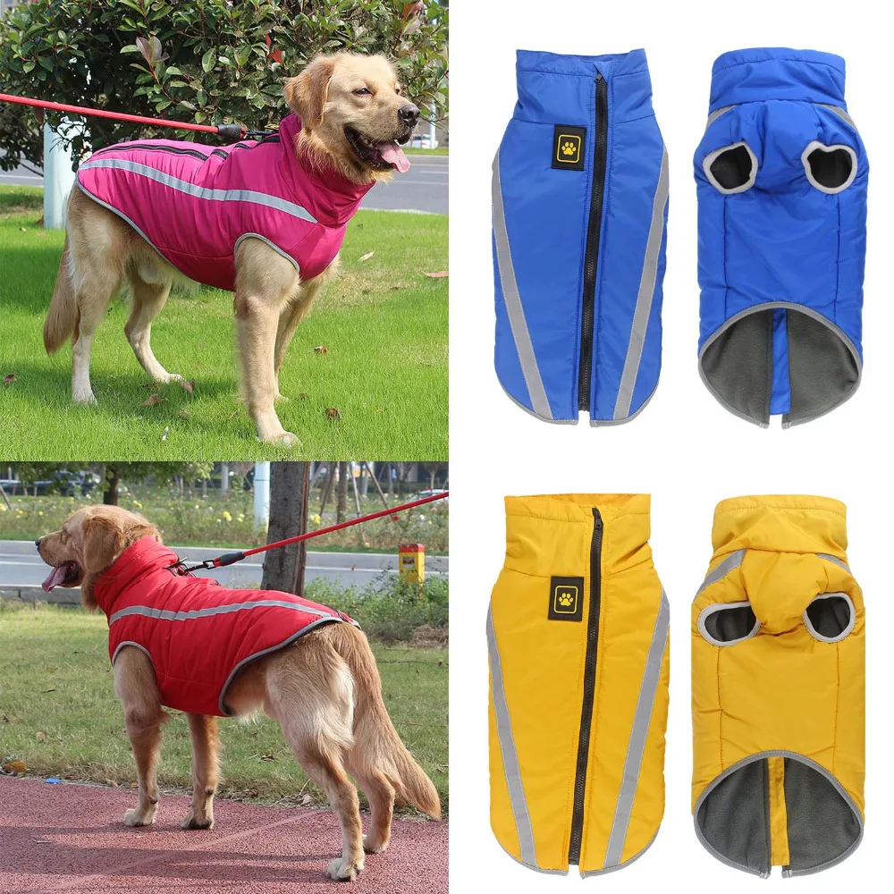 

Dog Jacket Large Breed Dog Overalls Waterproof Reflective Warm Winter Fleece Coat Vest Clothes for Medium Large Dogs Labrador 25