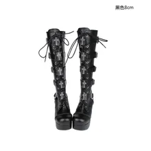 Симпатичные панковские туфли в стиле принцессы; японские сапоги на высоком каблуке с круглым носком; высокие сапоги в стиле панк; pu7008