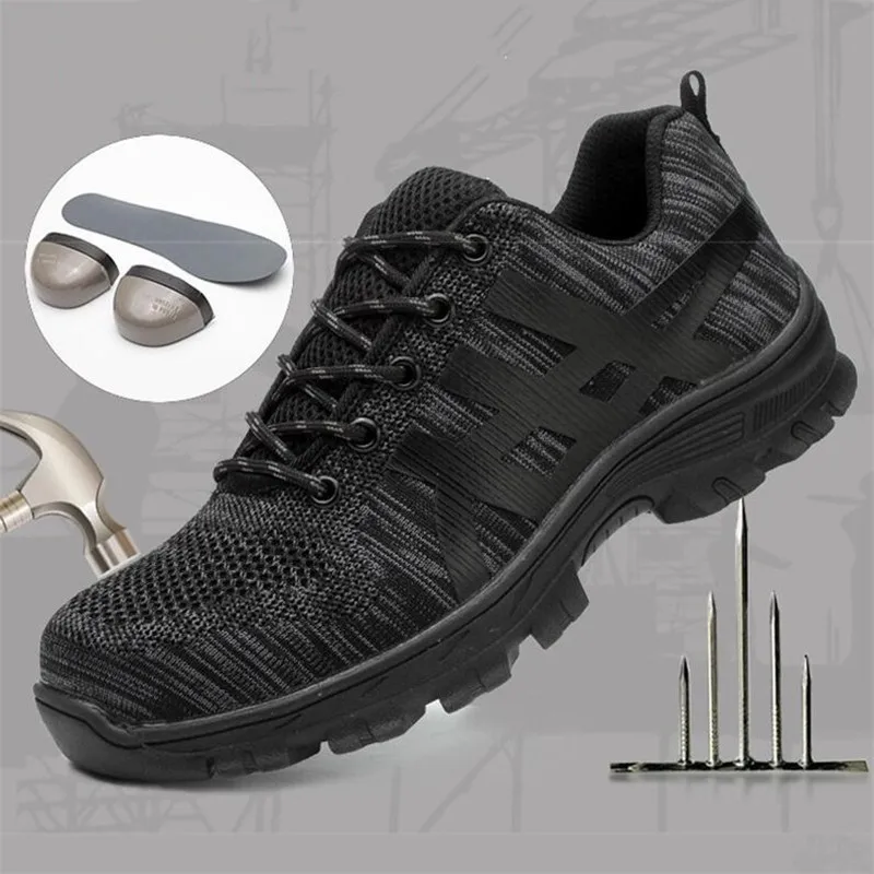 

Men's Steel Toe Cap Work Safety Shoes Man Breathable Anti-slip Steel Puncture Proof Construction Boots Indestructible Shoes Male