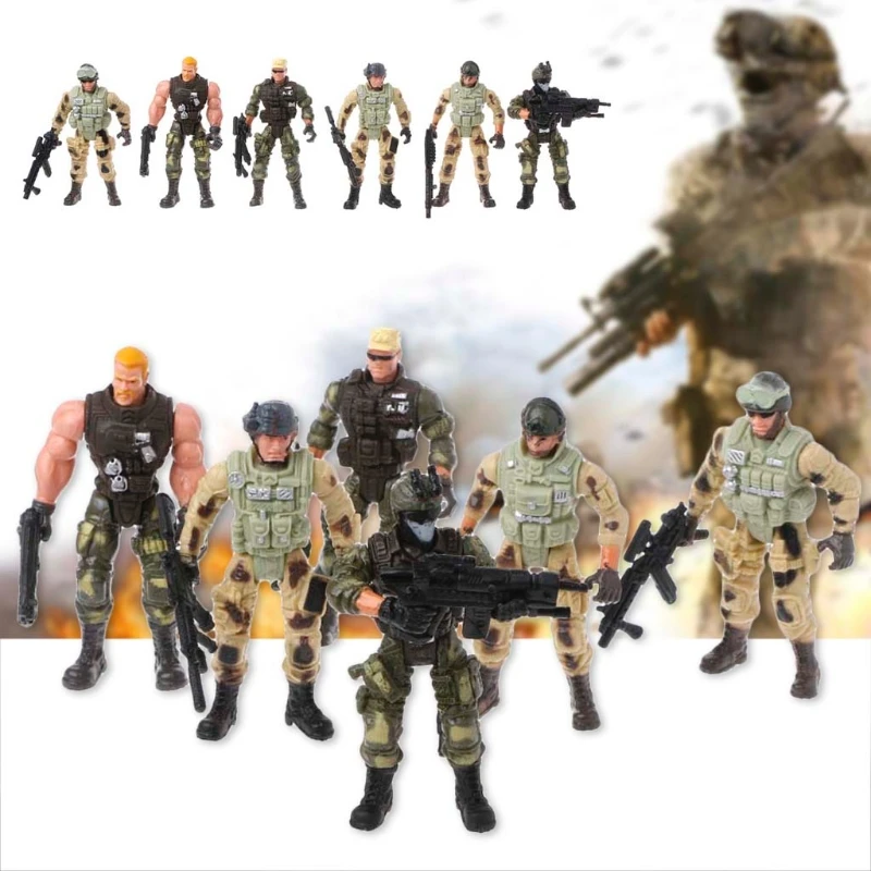 

HBB 6Pcs/Set Action Figure Army Soldiers Toy with Weapon Military Figures Child Toy Kids Xmas Birthday Gifts