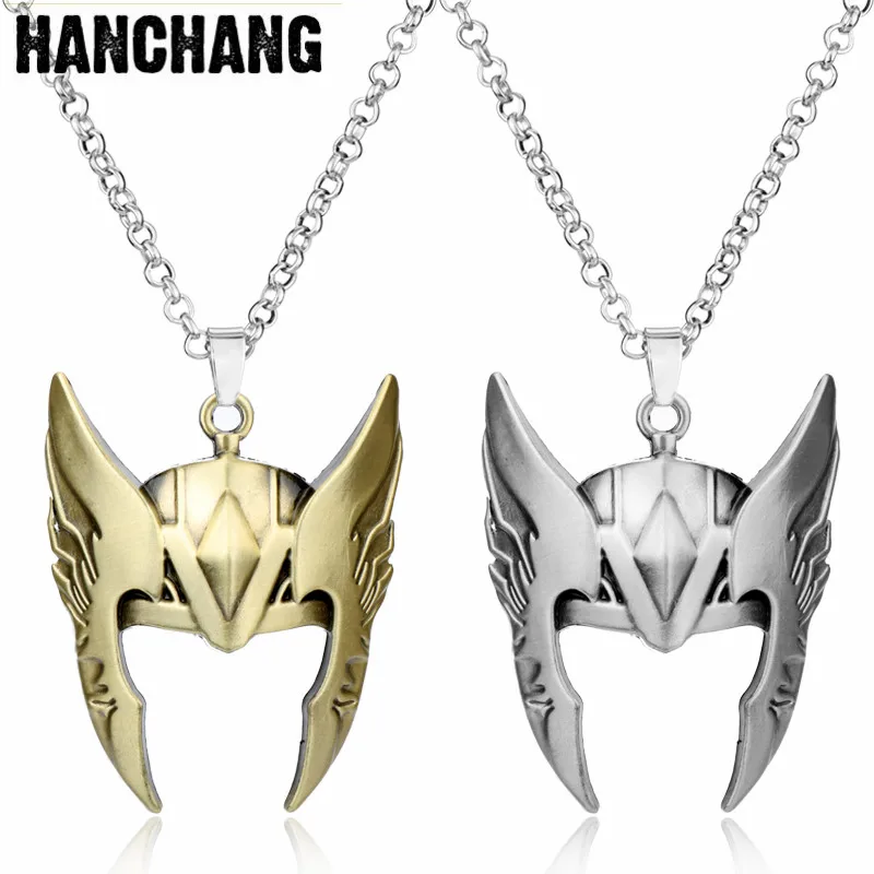 

Men Jewelry Marvel Age of Ultron Avengers Thor Pendant Necklace The Dark World Helmet Necklace Long Chain Gift