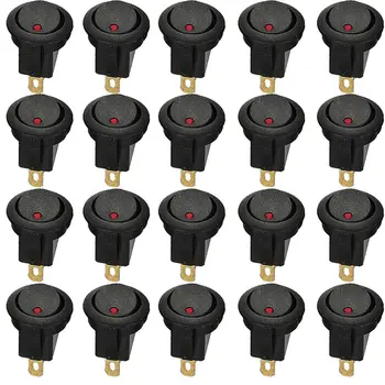 

20 X Car 12V Round Rocker Dot Boat Red LED Light Toggle Switch SPST ON/OFF Sales