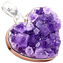 Lovegem аметист drusy кулон 925 пробы серебряные украшения, 35 мм, AP2161