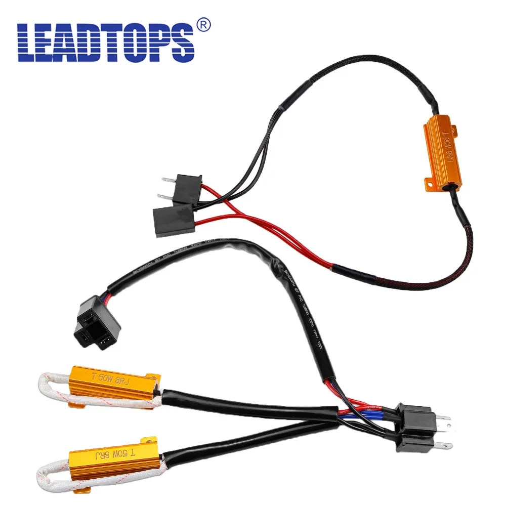 

LEADTOPS 2pcs H4 H7 LED Decoder Load Resistor For H8 H9 H11 9005 9006 Car Lights 50W 8RJ Radio Error Warning Flashing Lifted BC