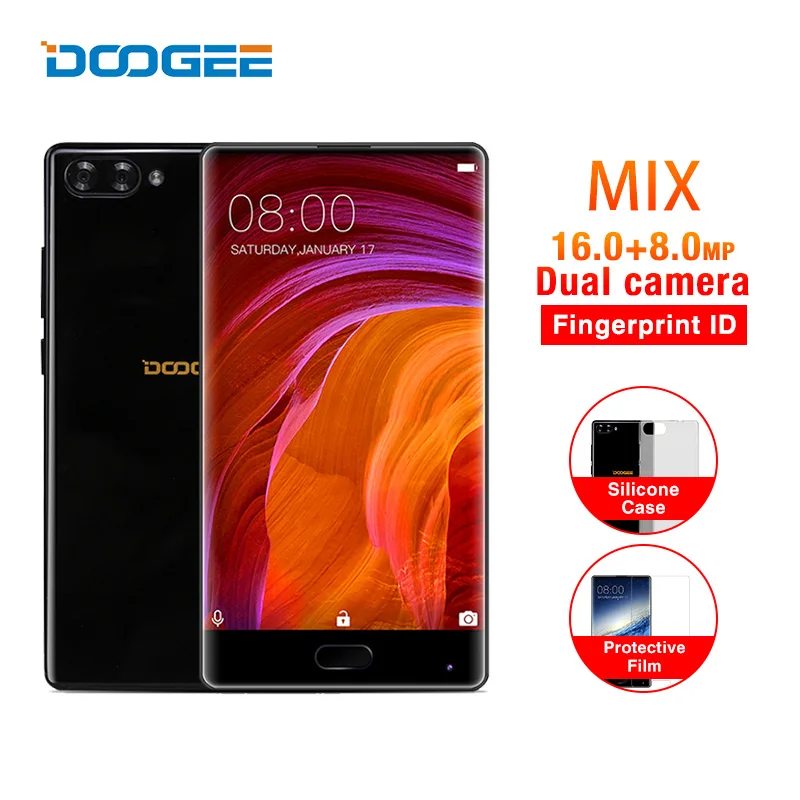 Doogee Mix 5.5&quot HD 4G Mobile phone Android 7.0 6GB RAM 64GB ROM Helio P25 Octa Core 16MP+8MP Dual Cameras Fingerprint Smartphone |