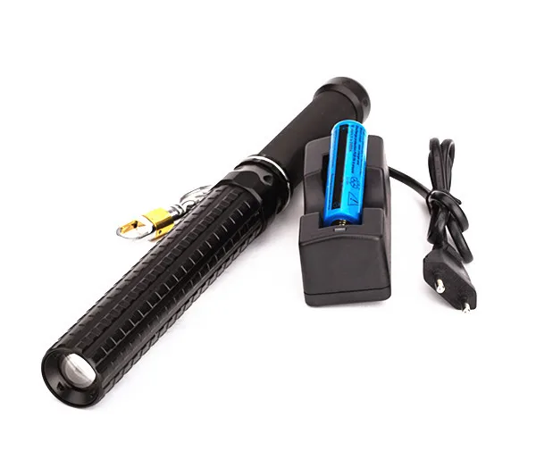 

Zoomable 3-Mode Q5 LED Baseball Bat Emergency Flashlight Flash Light TorchBaton Self-defense Lights With Battery + Charger