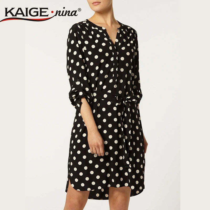 Kaige. Nina Новинка Женская одежда Платья повседневные платья в горошек без рукавов с