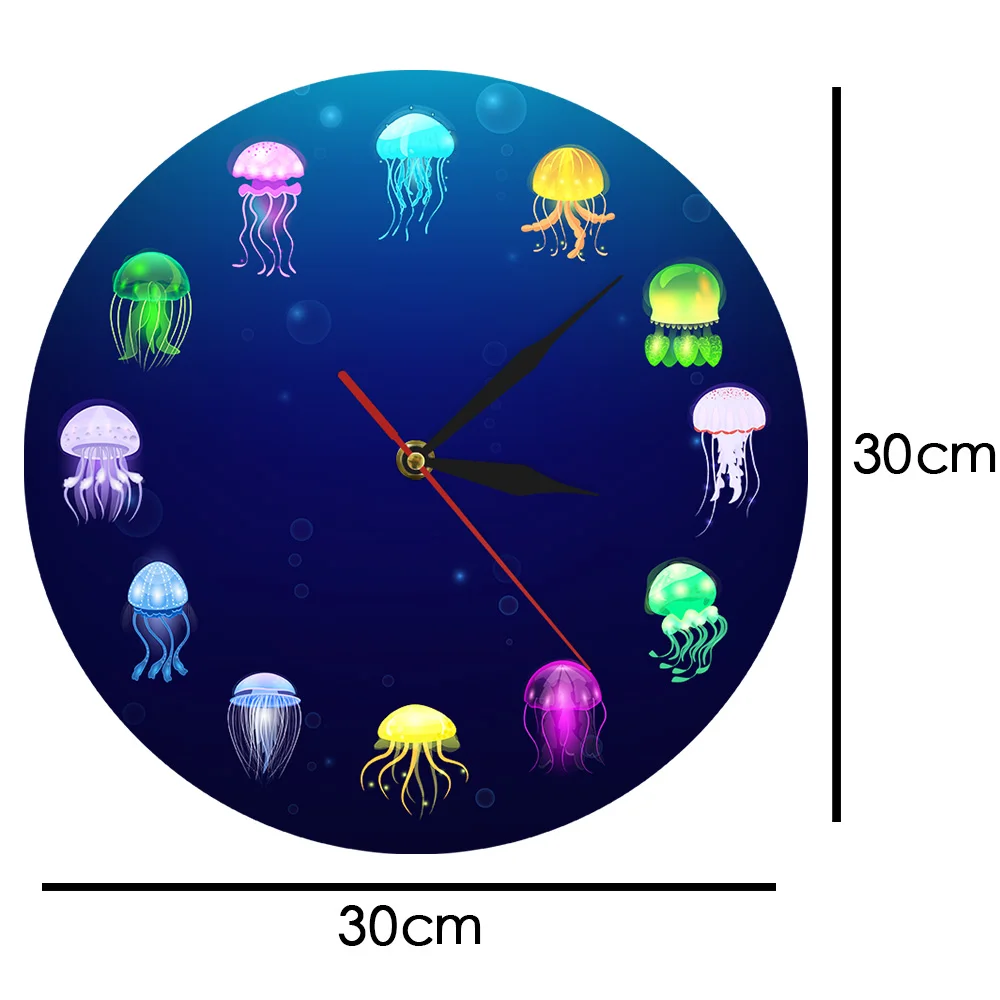 Красочные напечатанные Медузы настенные часы домашний декор морские желе декоративные настенные часы для гостиной морские животные детские настенные художественные