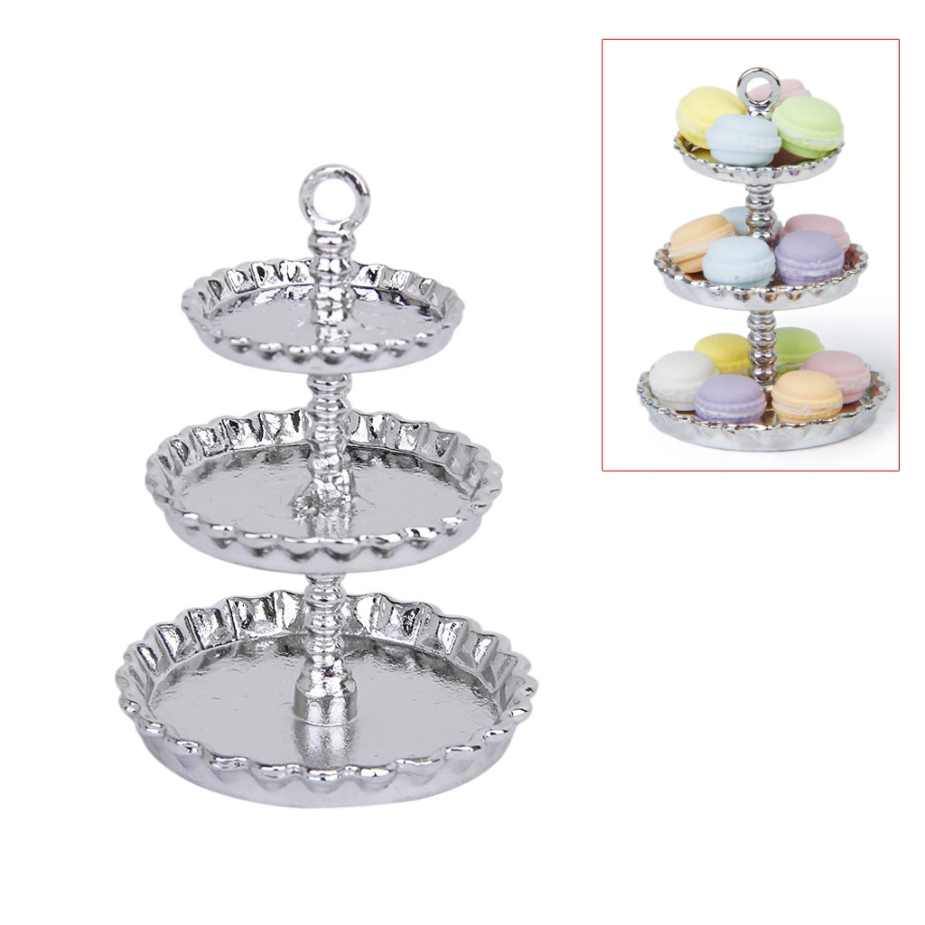 

HOT 1/12 Dollhouse Miniature 3 layer Metal Desserts Snack Rack Stand