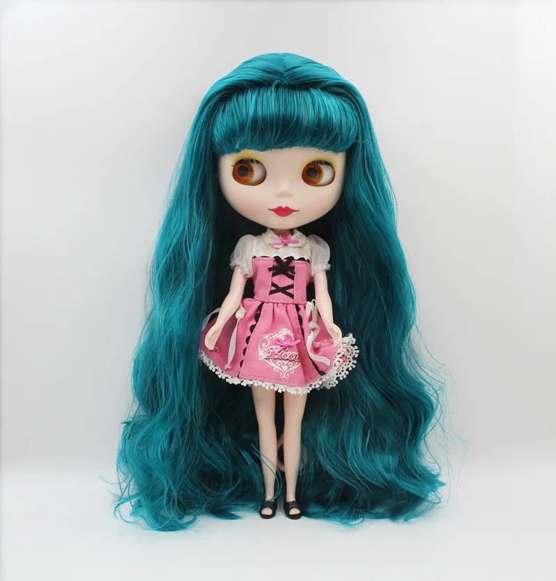 

Blygirl,Blyth doll,Emerald green bangs curly hair, frosted surface shell, normal body, 7 joints, 1/6 dolls, can be replaced