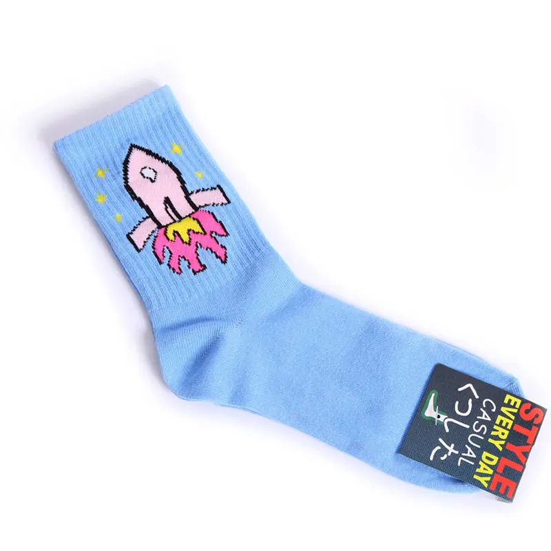 SP& CITY/ Новое поступление, Harjuku, мультяшный скейтборд, крутые женские хлопковые забавные носки Харадзюку по индивидуальному заказу для женщин, художественные Студенческие Носки - Цвет: Blue Rocket
