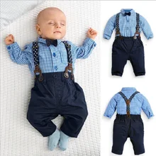 2PCS Kids Infant Baby Boy Clothes Sets 2016 Fashion Brand Bebe Plaid Shirt & Suspender Pants Overalls Boys Clothing Outfits 2PCS Kids Infant Baby Boy Clothes Sets 2016 Fashion Brand Bebe Plaid Shirt & Suspender Pants Overalls Boys Clothing Outfits