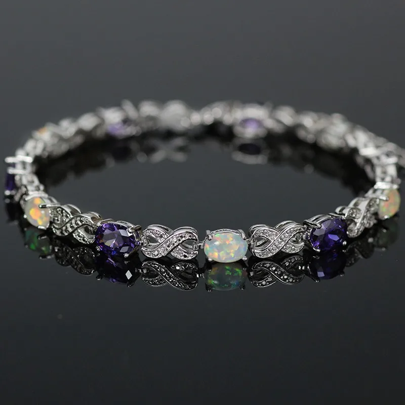 JLB-018 Trendy Fire Opal Gem Purple Stone  Bracelets for Women Elegant Jewelry Best Gift for Lovers Wedding