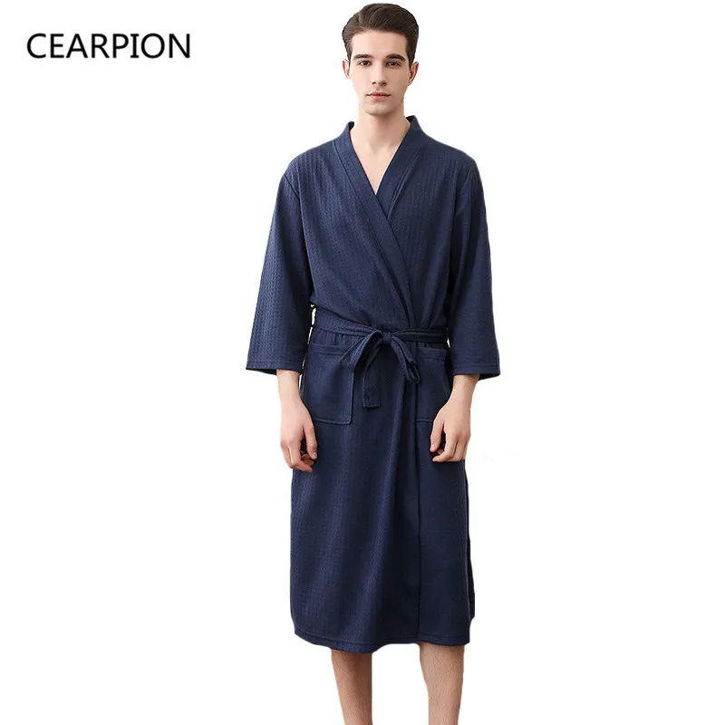 CEARPION Summer Bathrobe Sleepwear Autumn Casual Robes Men Cotton Three