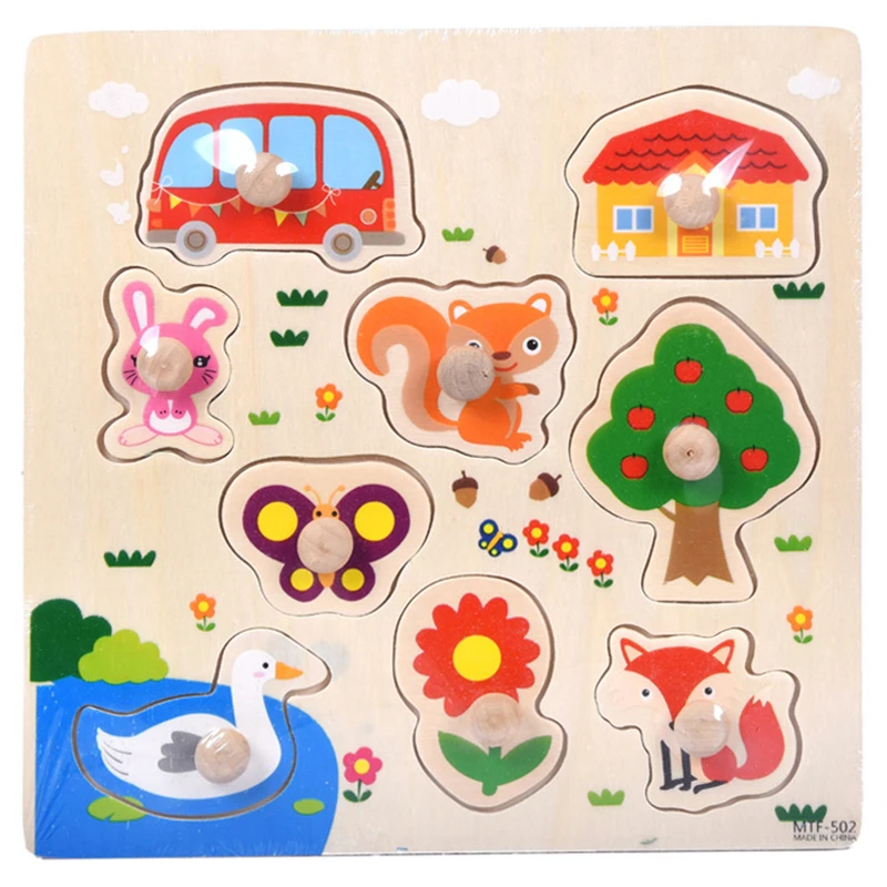 21 см головоломка деревянные игрушки для ребенка мультфильм животных фруктовая Древесина головоломки Дети Раннее развитие детей обучающая игрушка детей