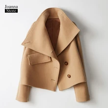 Элегантная шерстяная куртка винтажного размера плюс, зимние женские пальто и куртки, однотонное Женское пальто, осенняя верхняя одежда, Офисная Женская одежда