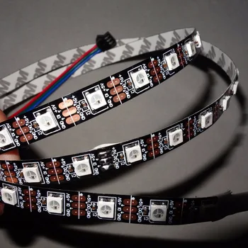 

1m 60LEDs/m DC5V addressable SK6812 led pixel strip,non-waterproof;IP33,60pcs SK6812/M with 60pixels;BLACK PCB