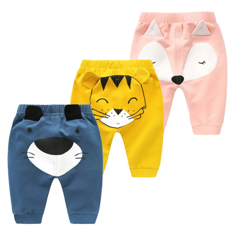 

3pc/lot Casual Toddler Bottoms Pants Hot Infant Cartoon Harem Pants Baby Boy Baby girl Animal Trousers 3 color 95% Cotton