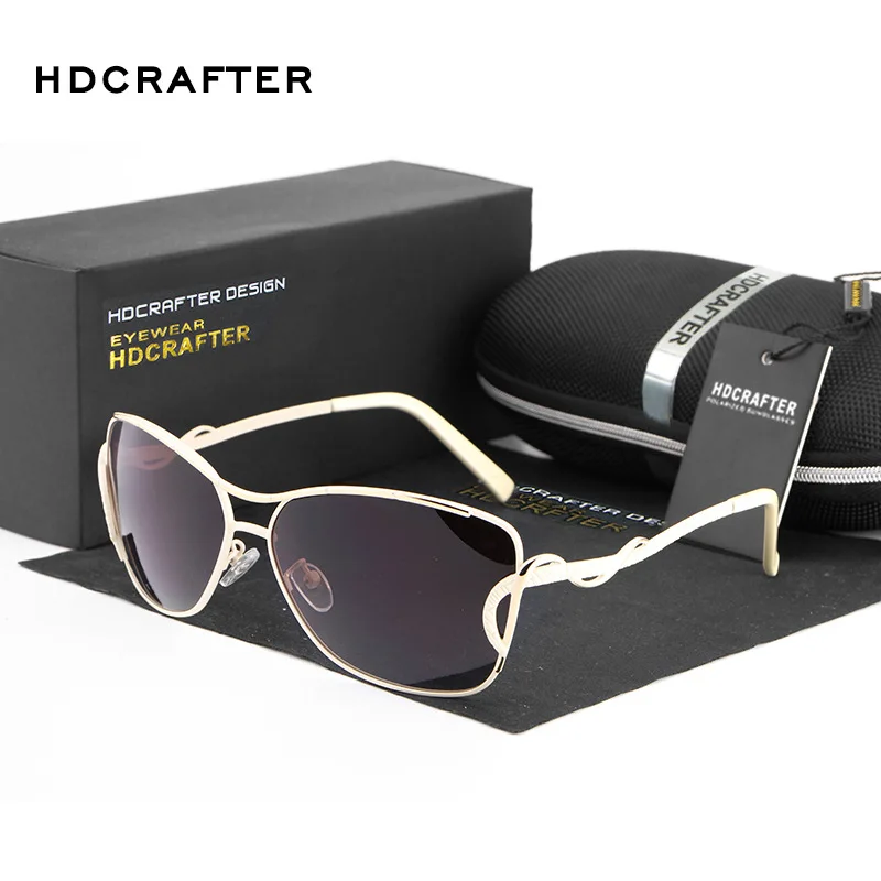 Женские солнцезащитные очки кошачий глаз HDCRAFTER поляризационные брендовые