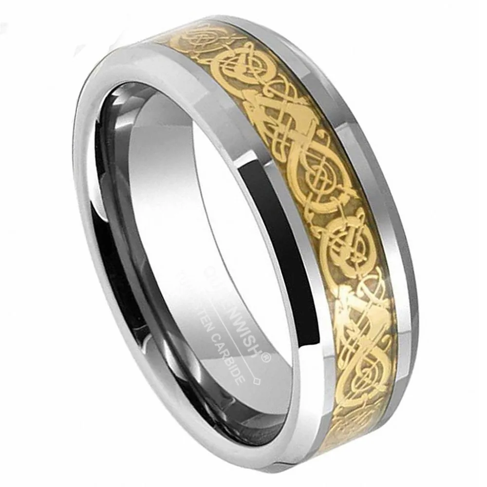 Buy 8mm Tungsten Carbide Ring Gold Celtic Dragon Engagement Bands Black Friday