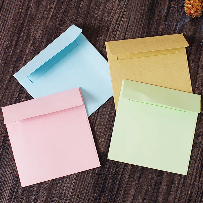 JIANWU 10pcs Simple solid color square envelope envelope paper bag