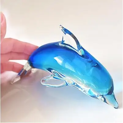 Стеклянный Дельфин домашнее Вино шкаф креативное украшение ремесла маленькое Украшение Аквариум Ландшафтный океан животное Рождественский подарок - Цвет: Синий