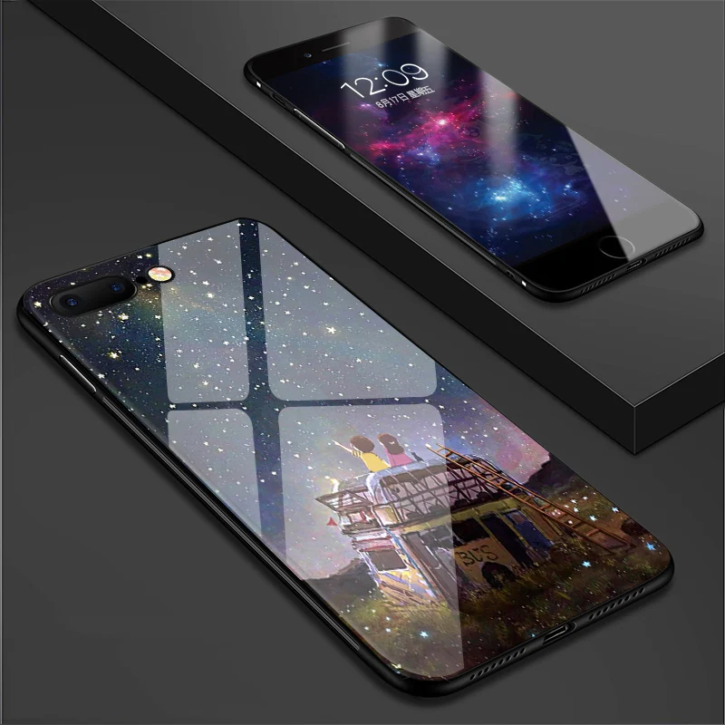 Телефонные чехлы IIOZO из закаленного стекла для iPhone 7 8 plus чехол с естественным