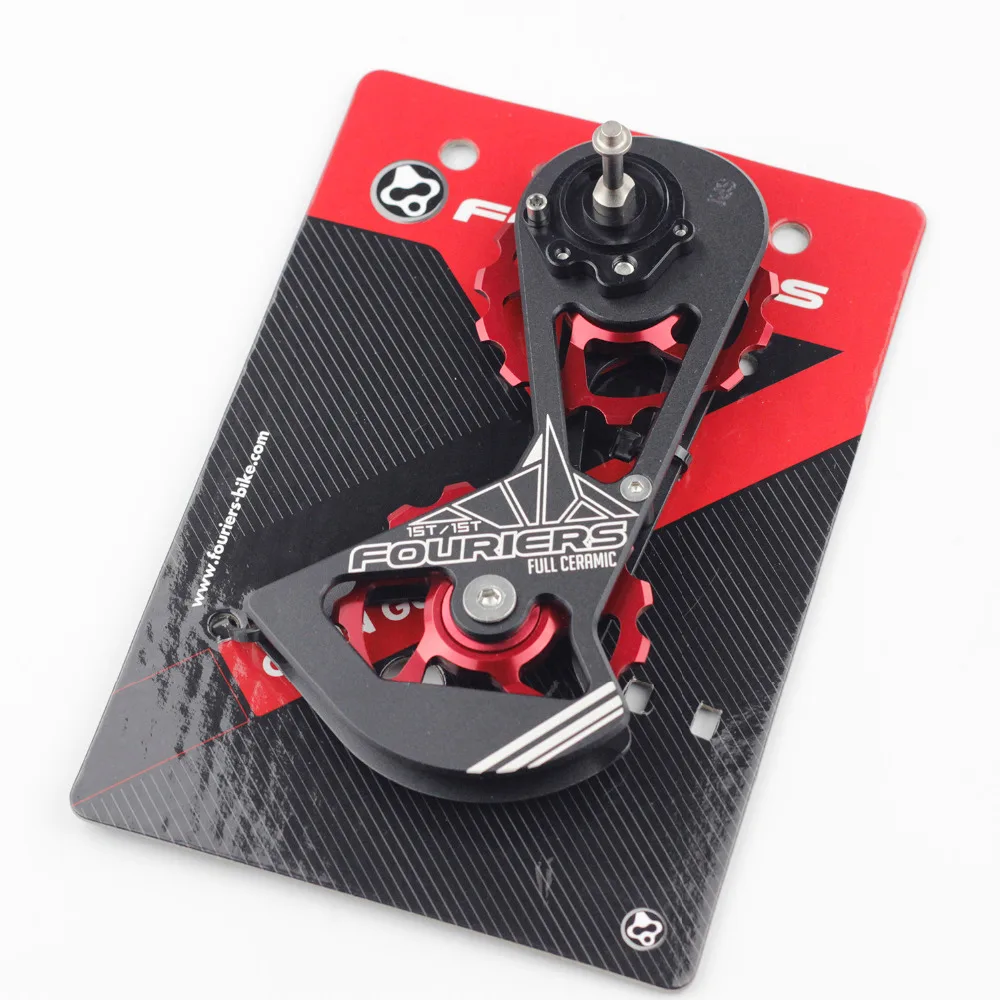 Fouriers Road Bike Derailleur trasero completo de cerámica gran polea Jockey Drivetrain de gran tamaño 15 T para piezas de bicicleta de fuerza roja