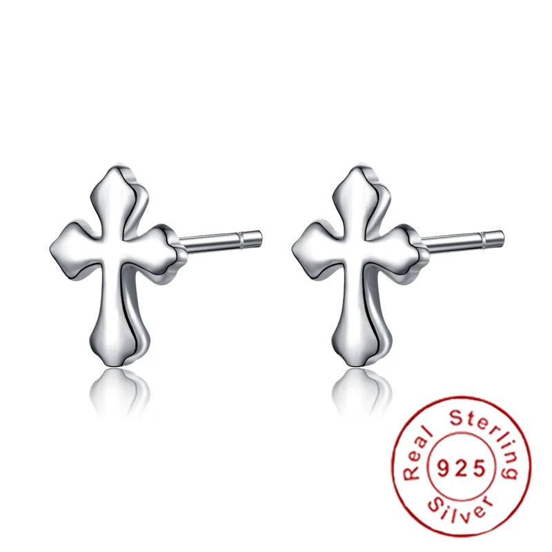 Wholesale Price 925 Sterling Silver Cross Stud Earrings Original Design Pierced Ears Excellent Earring Gift For Men Women | Украшения и
