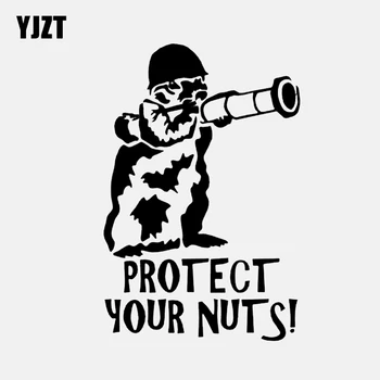 

YJZT 10.6CM*16CM PROTECT YOUR NUTS Fun Vinyl High-quality Decal Car Sticker Black Silver C11-1572