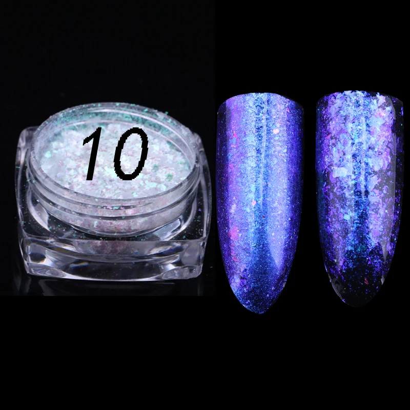 1 Set 12 Color Chameleon Flakes Pigment Nail Sequins Glitter Dust Dazzling Transparent Flake Powder Nails Glitter Flake Glitter