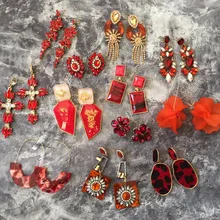 Ztech красные серьги новые полимерные кисточки Цветочные бусины-кристаллы массивные свадебные серьги вечерние висячие серьги подарок