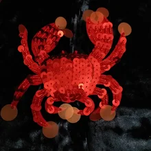 

1pc 3D red crab sequins Patches for clothing DIY sew on sequin rhinestone parches Beaded appliques for hats bags