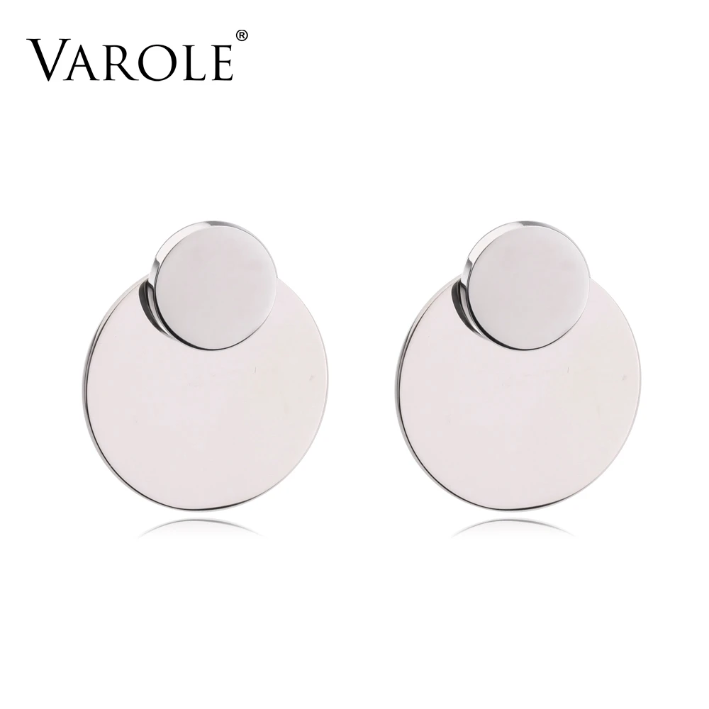 VAROLE Double Circle Earrings Matte Gold color Ear Earings Steel Stud Earrings For Women Stud Earring Jewelry Oorbellen Brincos VAROLE Double Circle Earrings Matte Gold color Ear Earings Steel Stud Earrings For Women Stud Earring Jewelry Oorbellen Brincos