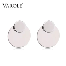 VAROLE Double Circle Dangle Earrings Matte Gold color Earings Stud Earrings For Women Stud Earring Jewelry Oorbellen Brincos enfashion double cirlce line earrings gold color earings stainless steel stud earrings for women fashion jewelry oorbellen