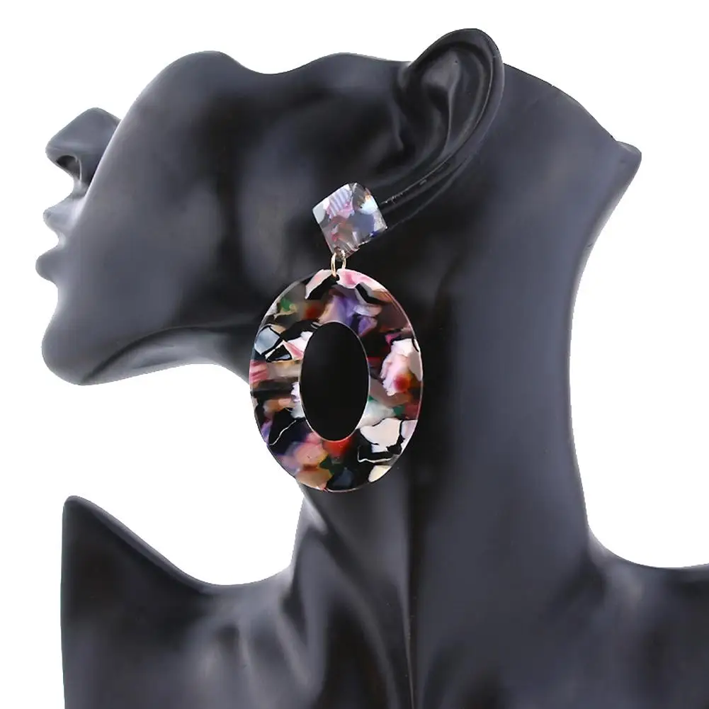 

Fashion Women Hollow Circle Pendant Camouflage Drop Dangle Earrings Jewelry